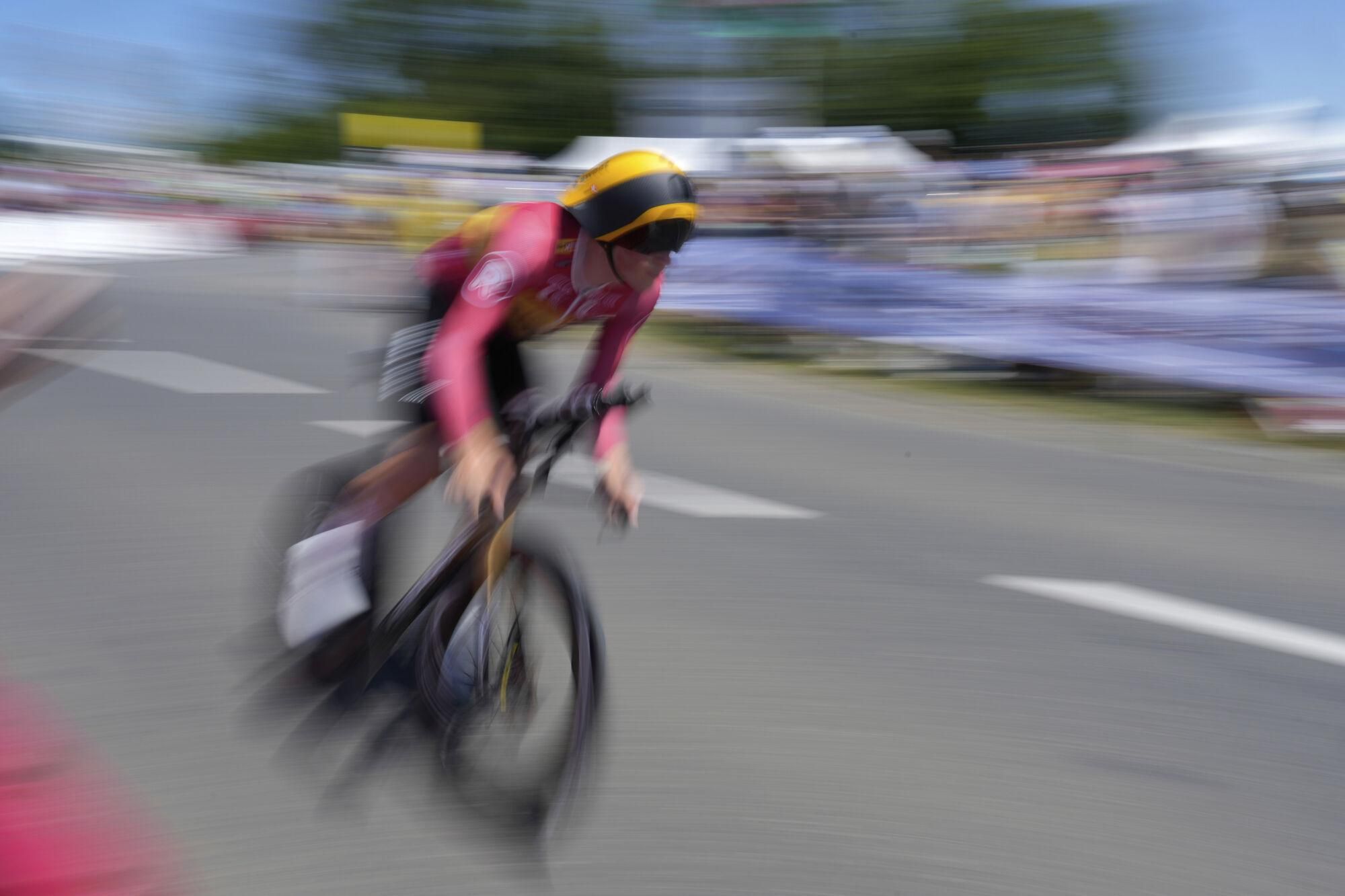 Norway's Stian Edvardsen-Fredheim competes during the fifth stage of the Tour de France cycling race, an indivdual time-trial over 33 kilometers (20.5 miles) with start and finish in Caen, France, Wednesday, July 9, 2025. (AP Photo/Mosa'ab Elshamy) associated Press / LaPresse Only italy and spain. EDITORIAL USE ONLY/ONLY ITALY AND SPAIN