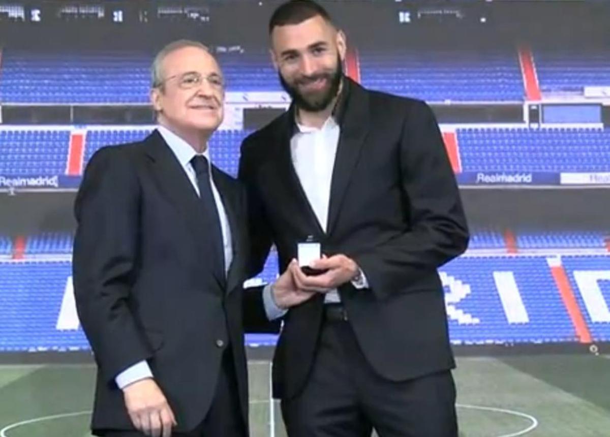 Florentino Pérez, con Benzema en su despedida