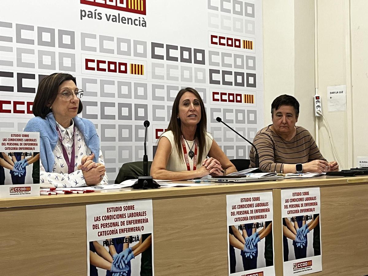 Yolanda Ferrández, secretaria sanitaria de CCOO, presenta el informe sobre la situación de la Enfermería en la Comunitat Valenciana.