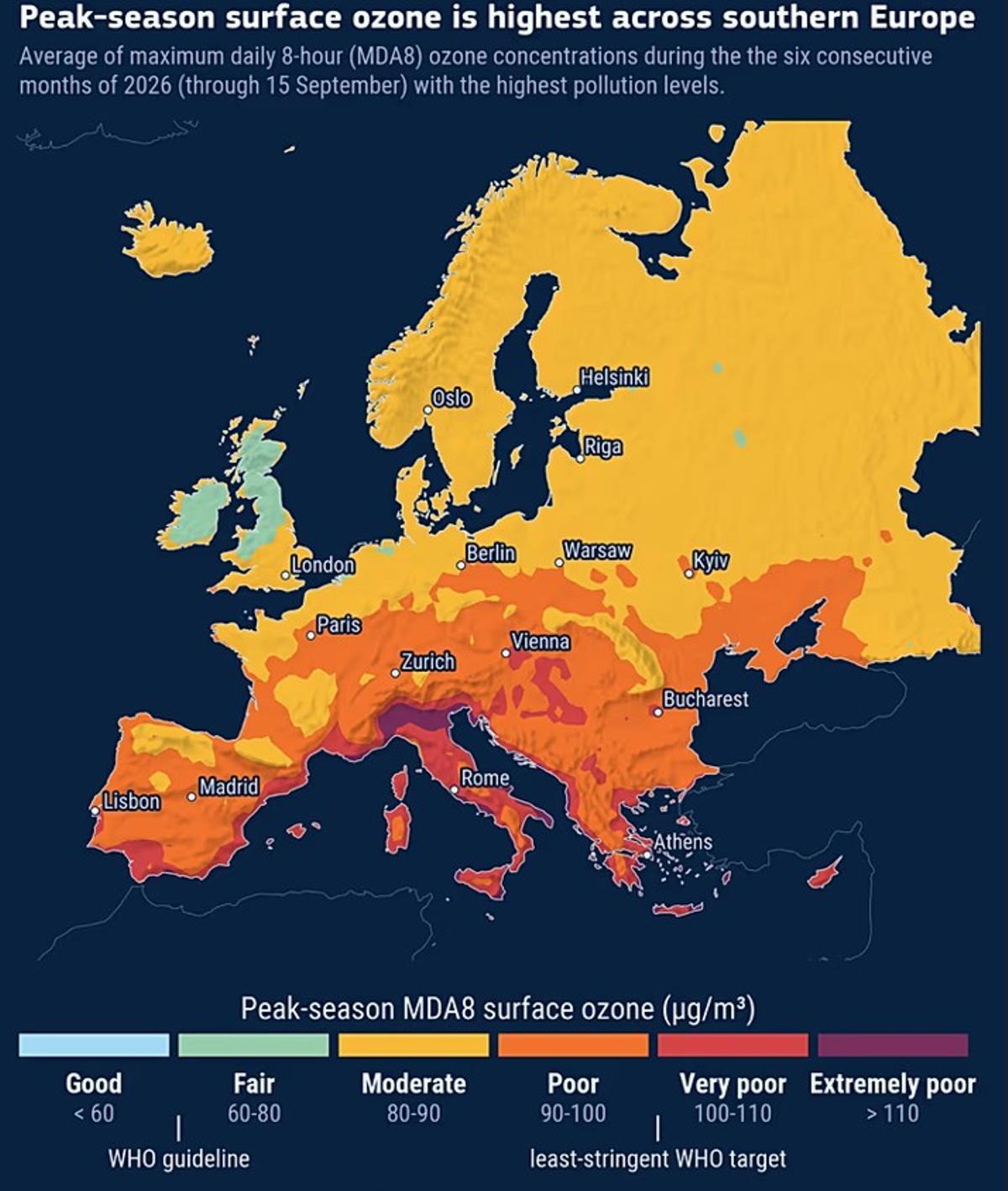 El sur de Europa se vio este verano especialmente afectado por el ozono troposférico