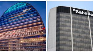 Archivo - Sedes de BBVA y Banco Sabadell.