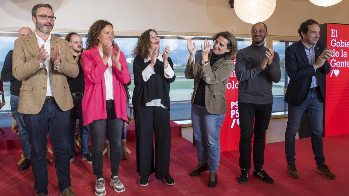 La ministra par ala Transición Ecológica, Teresa Ribera, la presidenta del Govern, Francina Armengol, el alcalde de Palma, José Hila, y la presidenta del Consell de Mallorca, Catalina Cladera