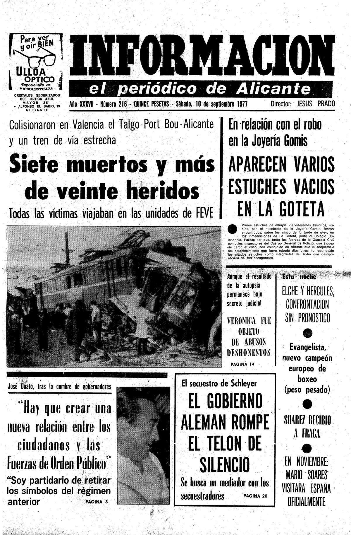Portada de INFORMACIÓN del 10 de septiembre de 1977.