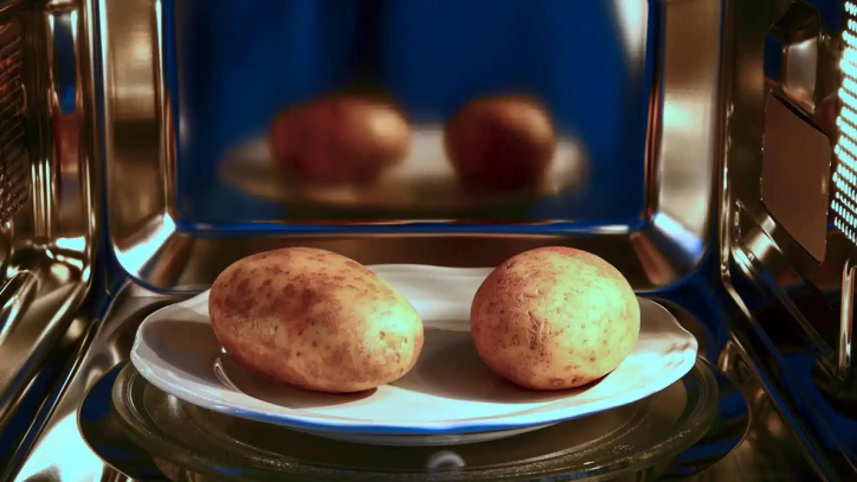 PATATAS COCIDAS  Cómo cocer patatas en el microondas, paso a