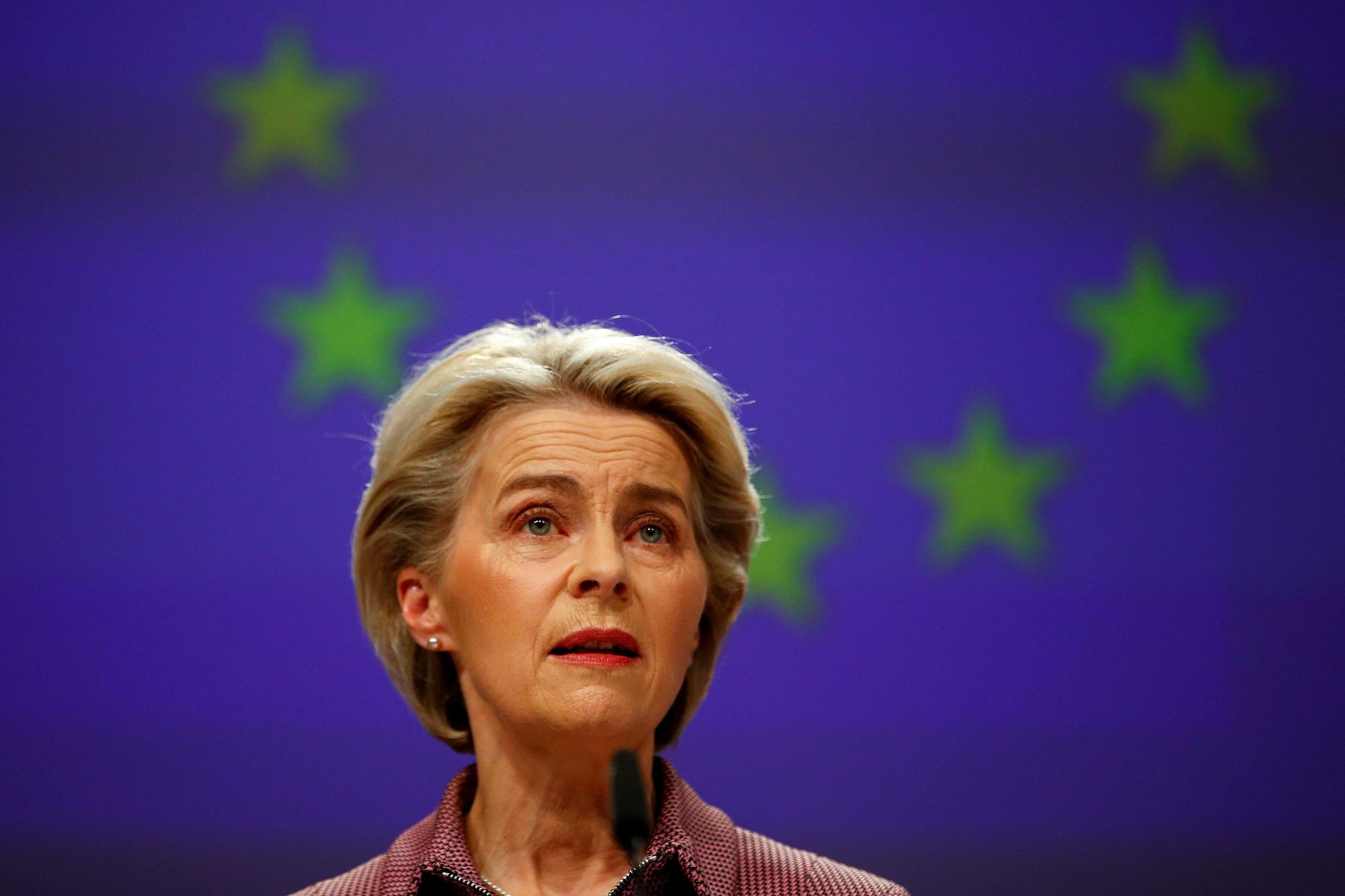 La presidenta de la Comisión Europea, Ursula von der Leyen, este jueves durante la comparecencia sobre el G-20 y la COP26.