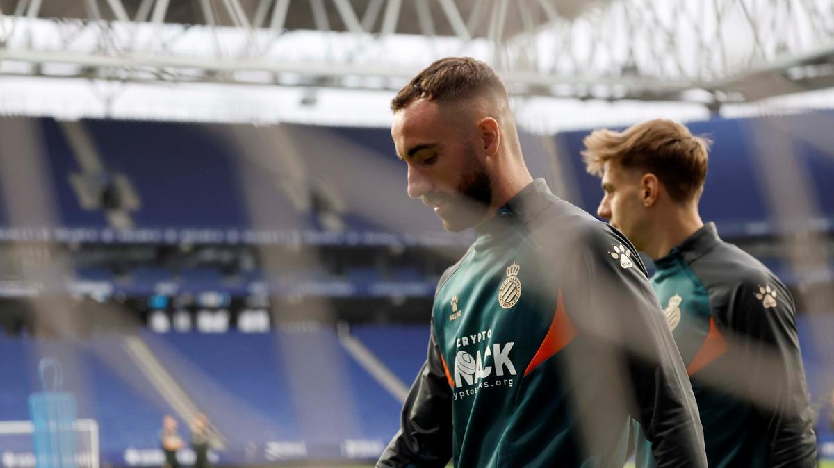 Darder, junto a Gragera, en un entrenamiento del Espanyol.