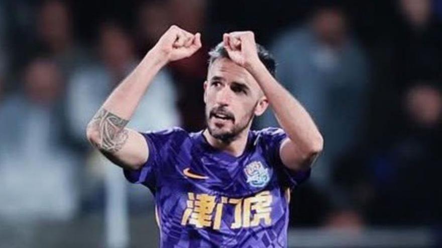 Alberto Quiles celebra un gol en la Superliga China. | AQ
