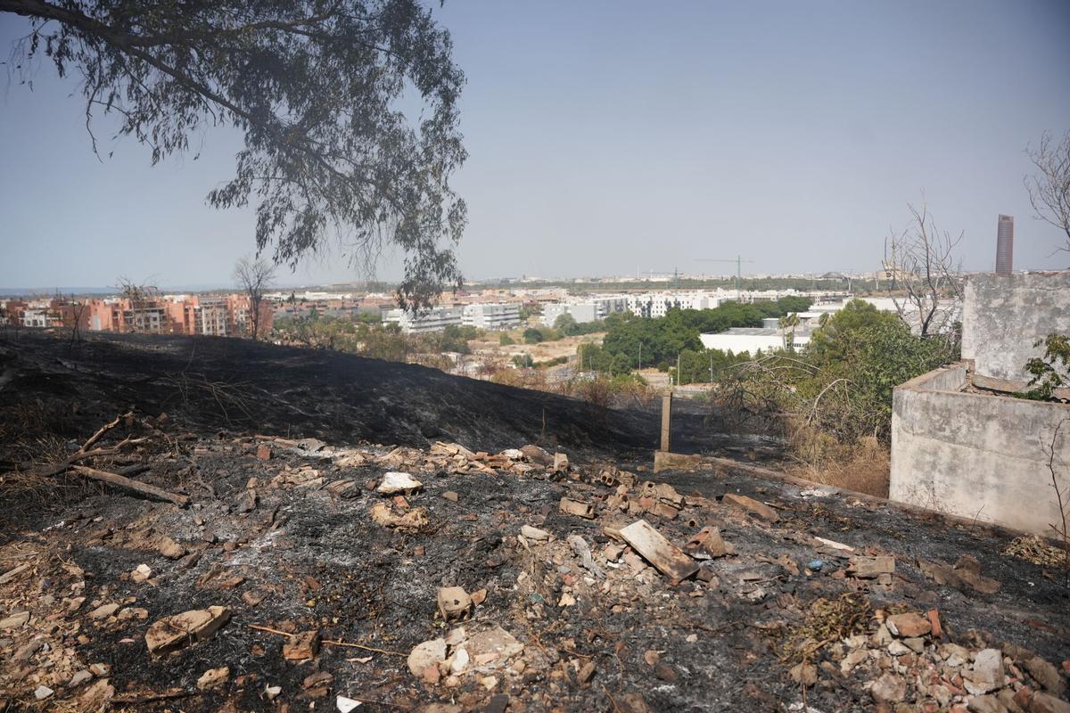 Imagen del incendio en la zona del Cerro del Carambolo en Camas (Sevilla).