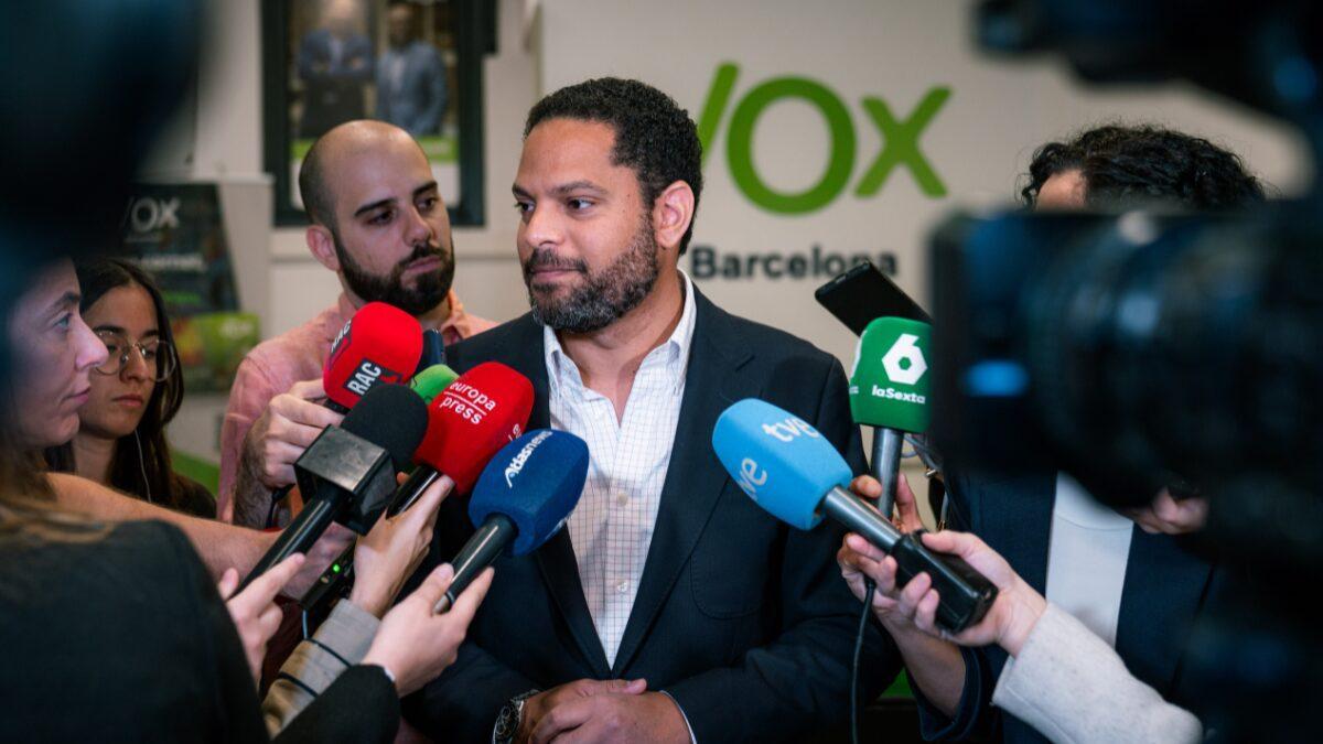 Ignacio Garriga, secretario general de Vox, este viernes en su comparecencia ante los medios de comunicación.