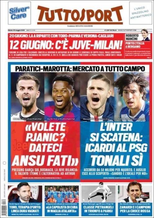 Portada TUTTOSPORT sábado 30 mayo 2020