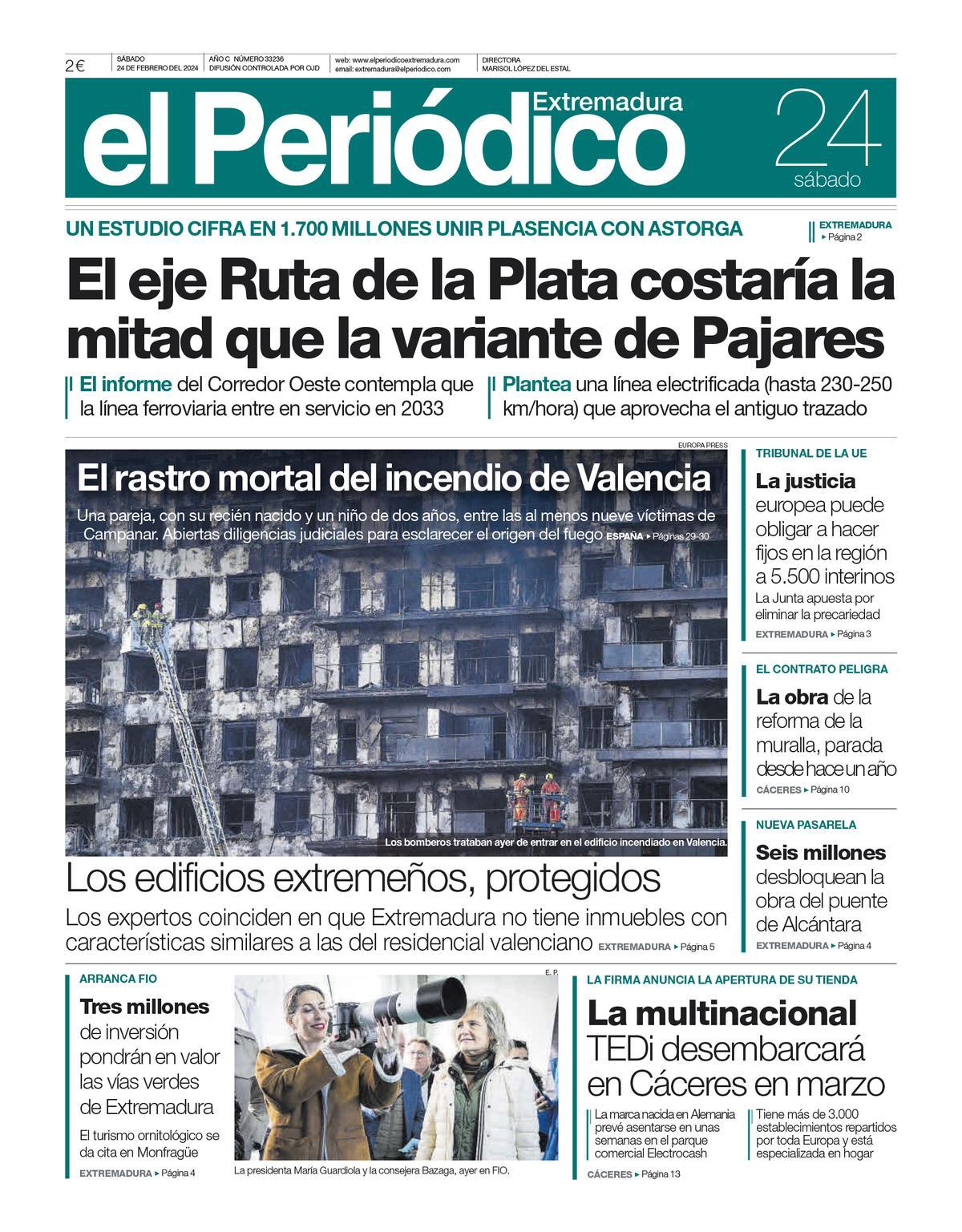 Consulta la portada correspondiente al día 24 de febrero de 2024