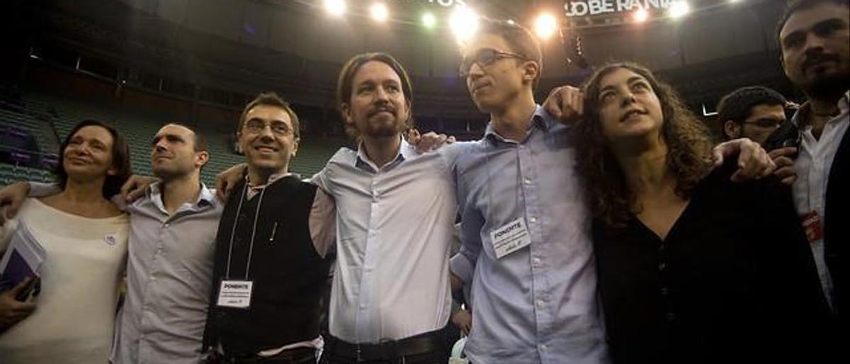 La histórica foto de Vistalegre I, con los fundadores de Podemos.
