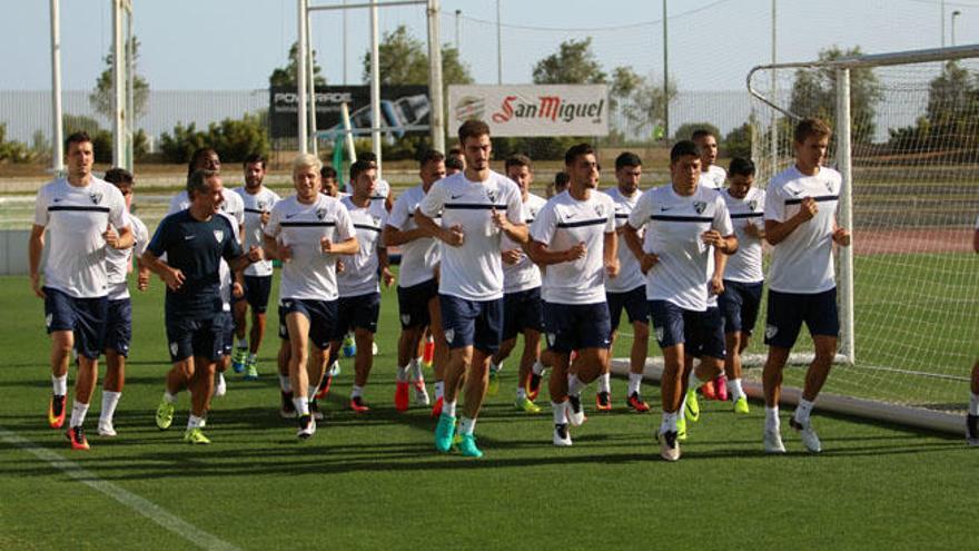 La plantilla, en un entrenamiento.