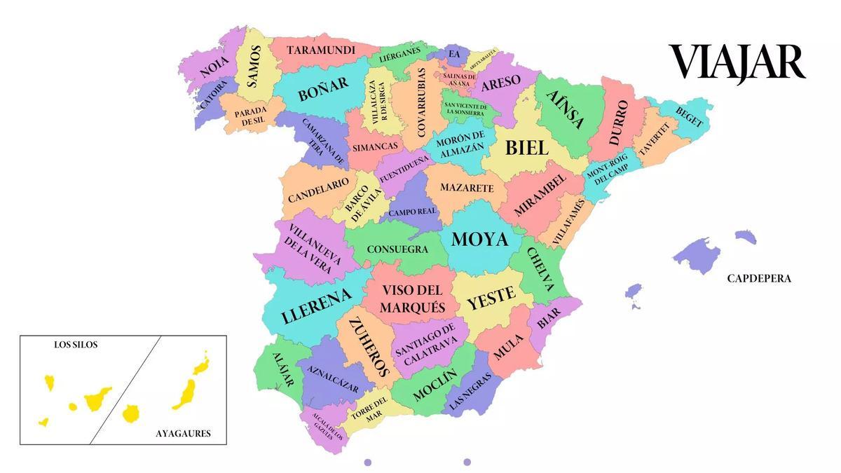 Mapa con los pueblos más infravalorados de España realizado por la revista VIAJAR