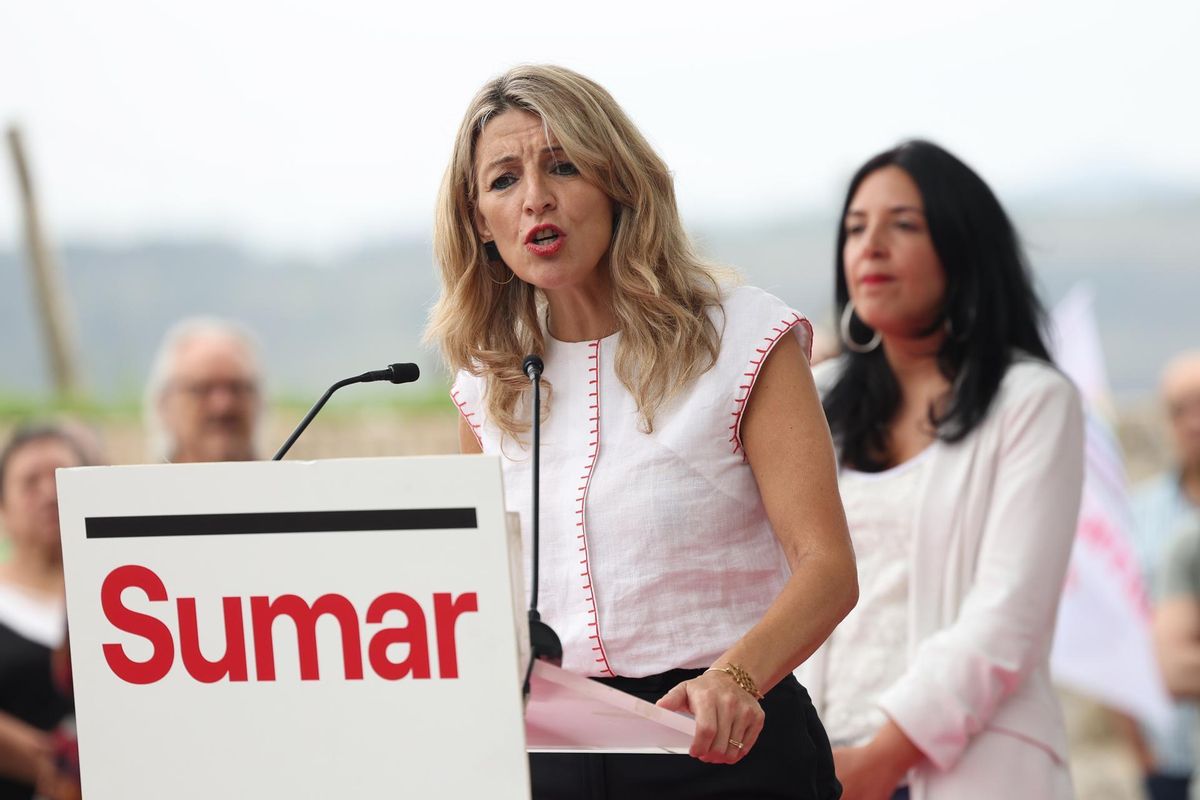 Yolanda Díaz participa en un acto de Sumar en Pamplona