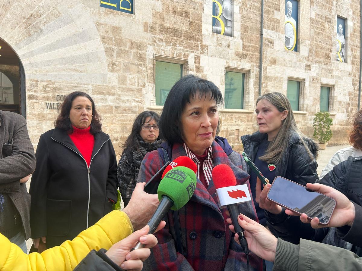 Toñi García en la rueda de prensa de presentación de la manifestación del 31 de enero