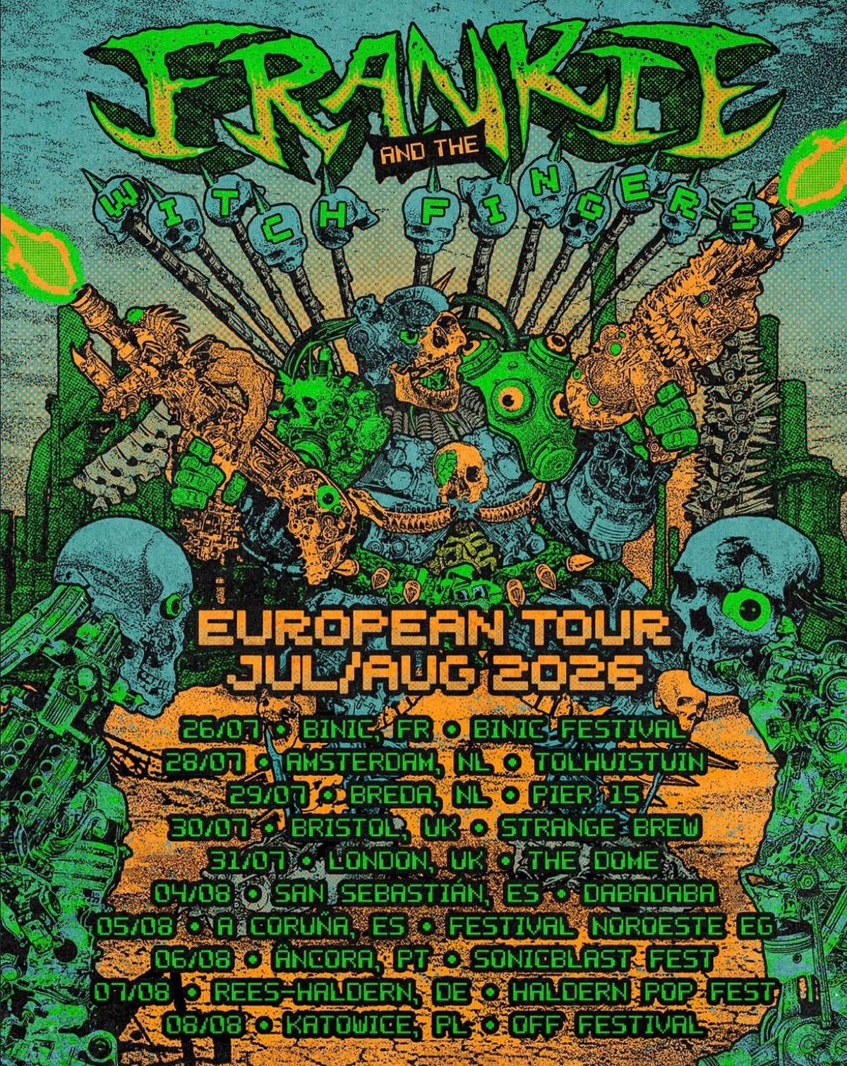 Cartel de la gira veraniega de Frankie and the with fingers que pasará por A Coruña.