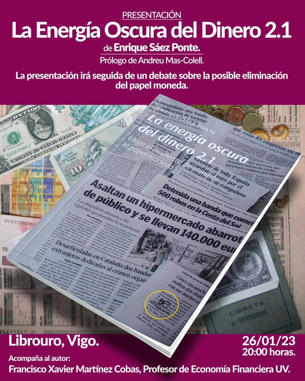 Cartel anunciador de la presentación del libro de Martínez Cobas.