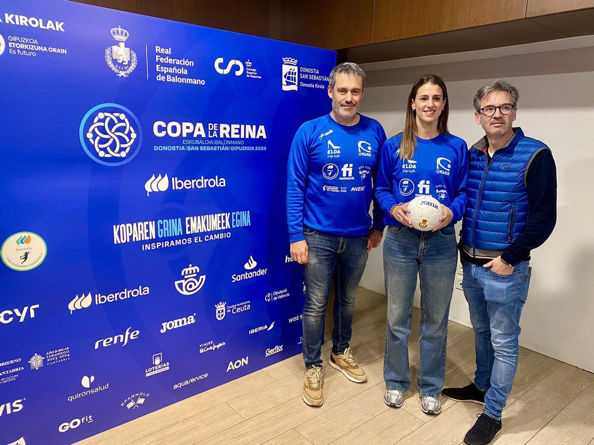 Los representantes del Elda Prestigo, en el sorteo celebrado en el Aquarium Donostia