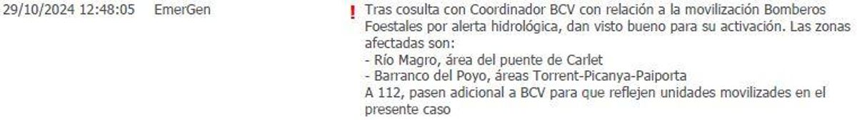 Note in Coordcom, at 12:48 p.m. on October 29