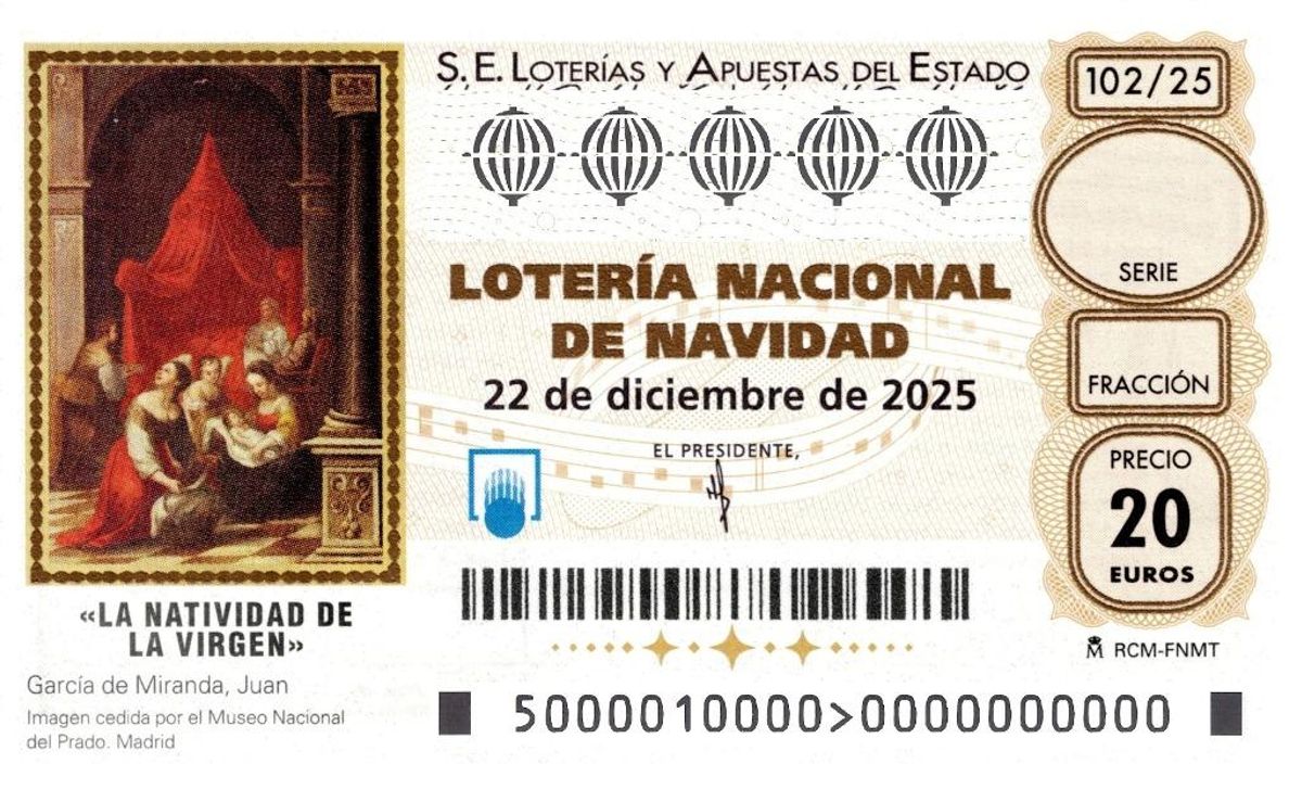 Décimo del 22 de diiciembre de 2025, ilustrado con la obra 'La Natividad de la Virgen'.