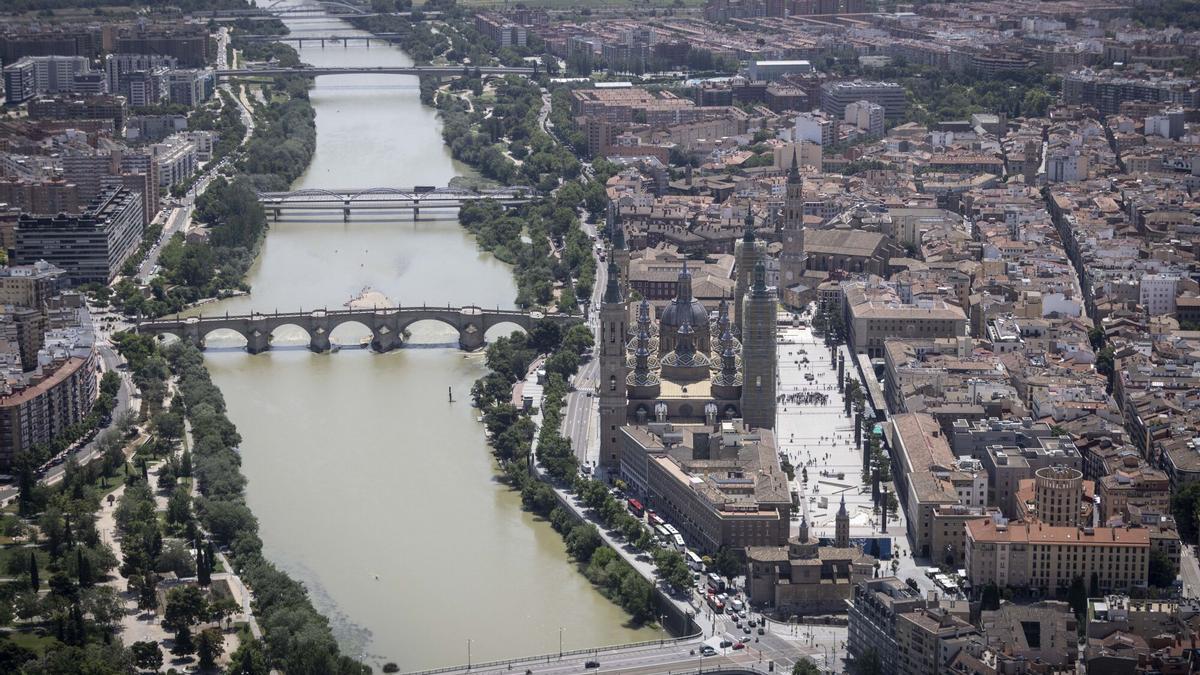 Así se ve el centro de Zaragoza desde el aire