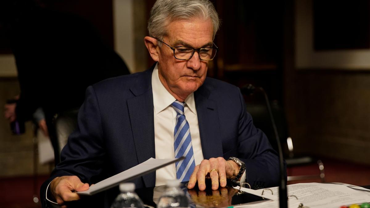 El presidente de la Reserva Federal, Jerome Powell, durante su comparecencia en el Senado de EEUU, este martes.