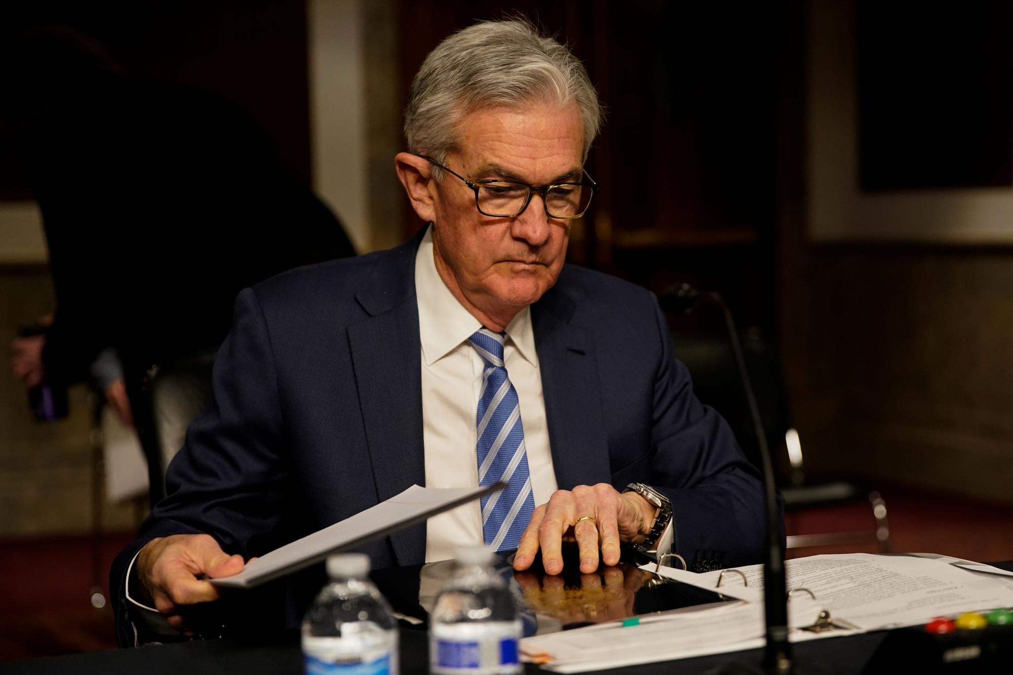 El presidente de la Reserva Federal, Jerome Powell, durante su comparecencia en el Senado de EEUU, este martes.