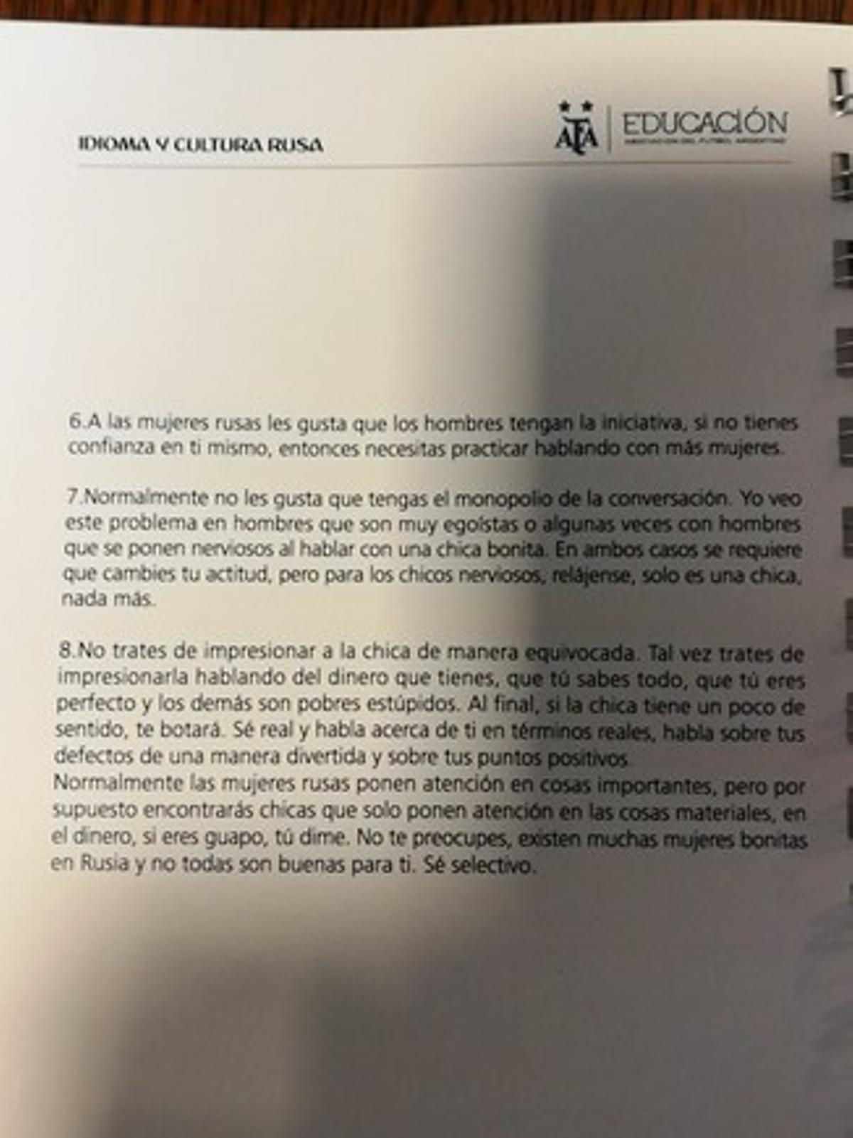 Vergonzoso manual de la AFA a los periodistas argentinos sobre cómo ligar en Rusia