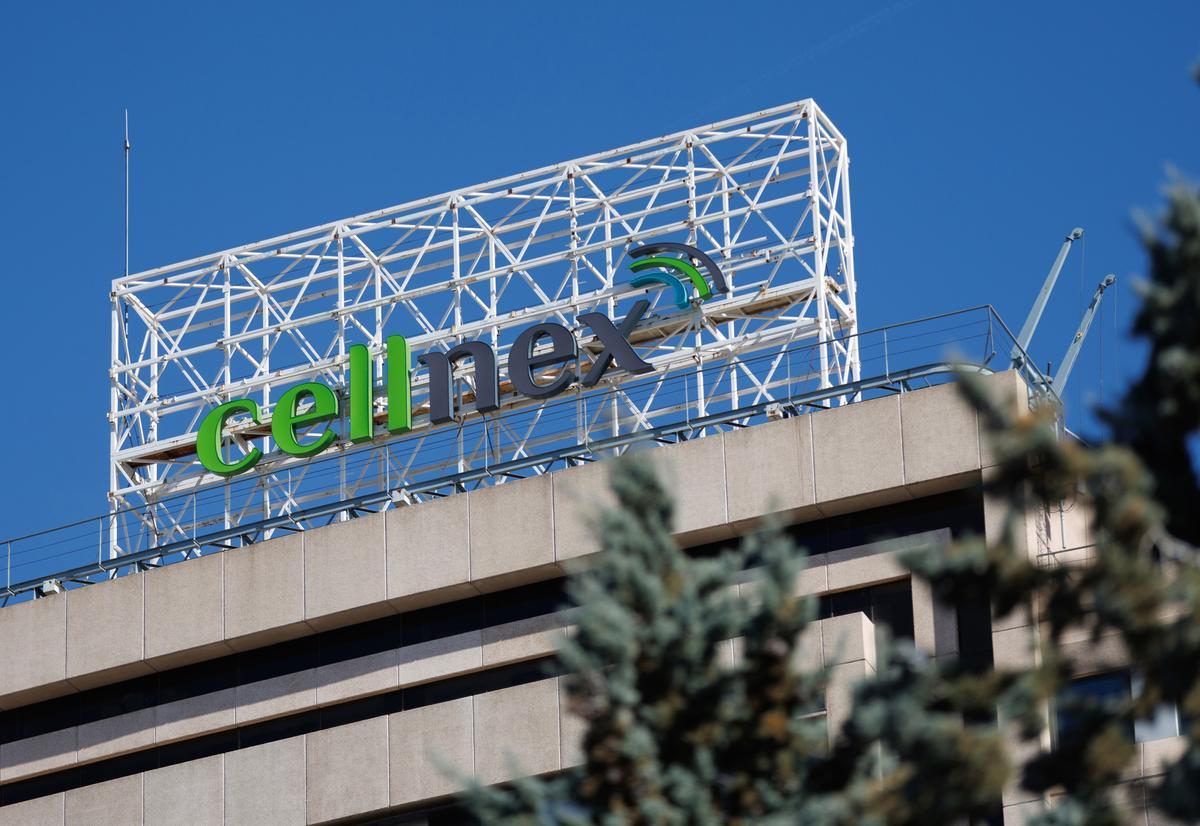 Fachada de la sede de Cellnex, a 13 de marzo de 2023, en Madrid (España).