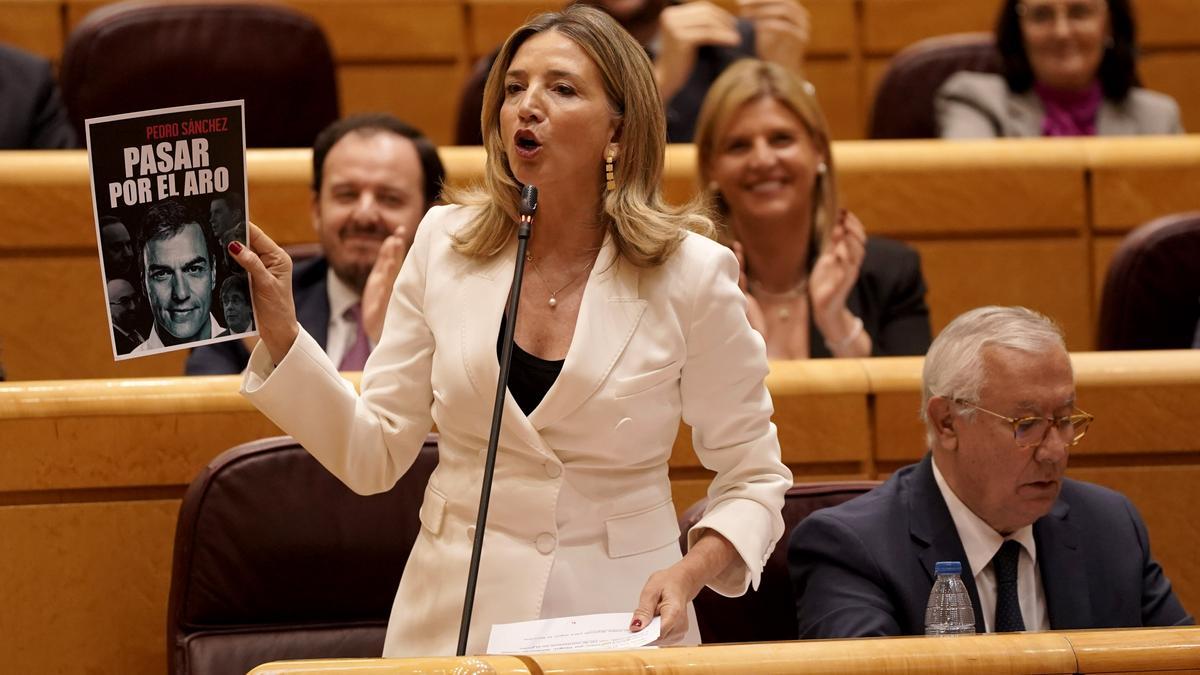 El portavoz del PP en el Senado, Alicia García Rodríguez, en la sesión de de control al Gobierno en la Cámara Alta.