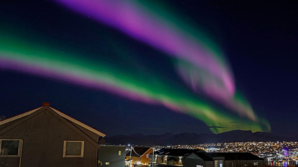 Espectacular aurora boreal en Tromso (Noruega)