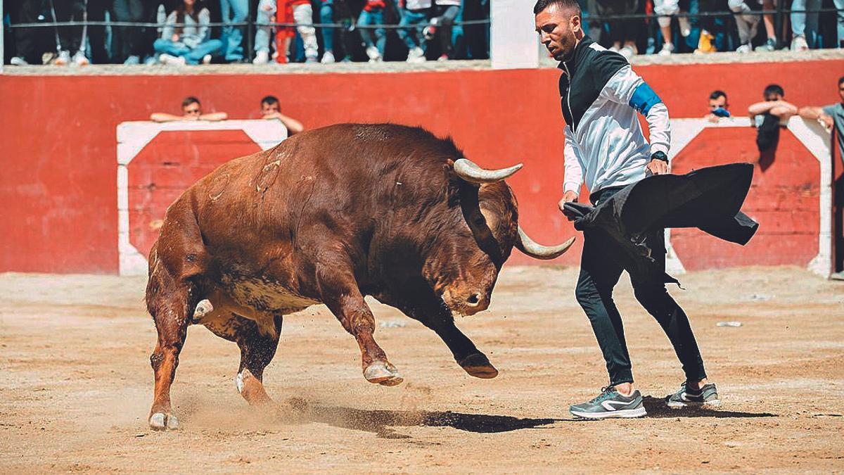 Marc Badal, al quiebro con el colorado de Pablo Mayoral, en las fiestas de abril.