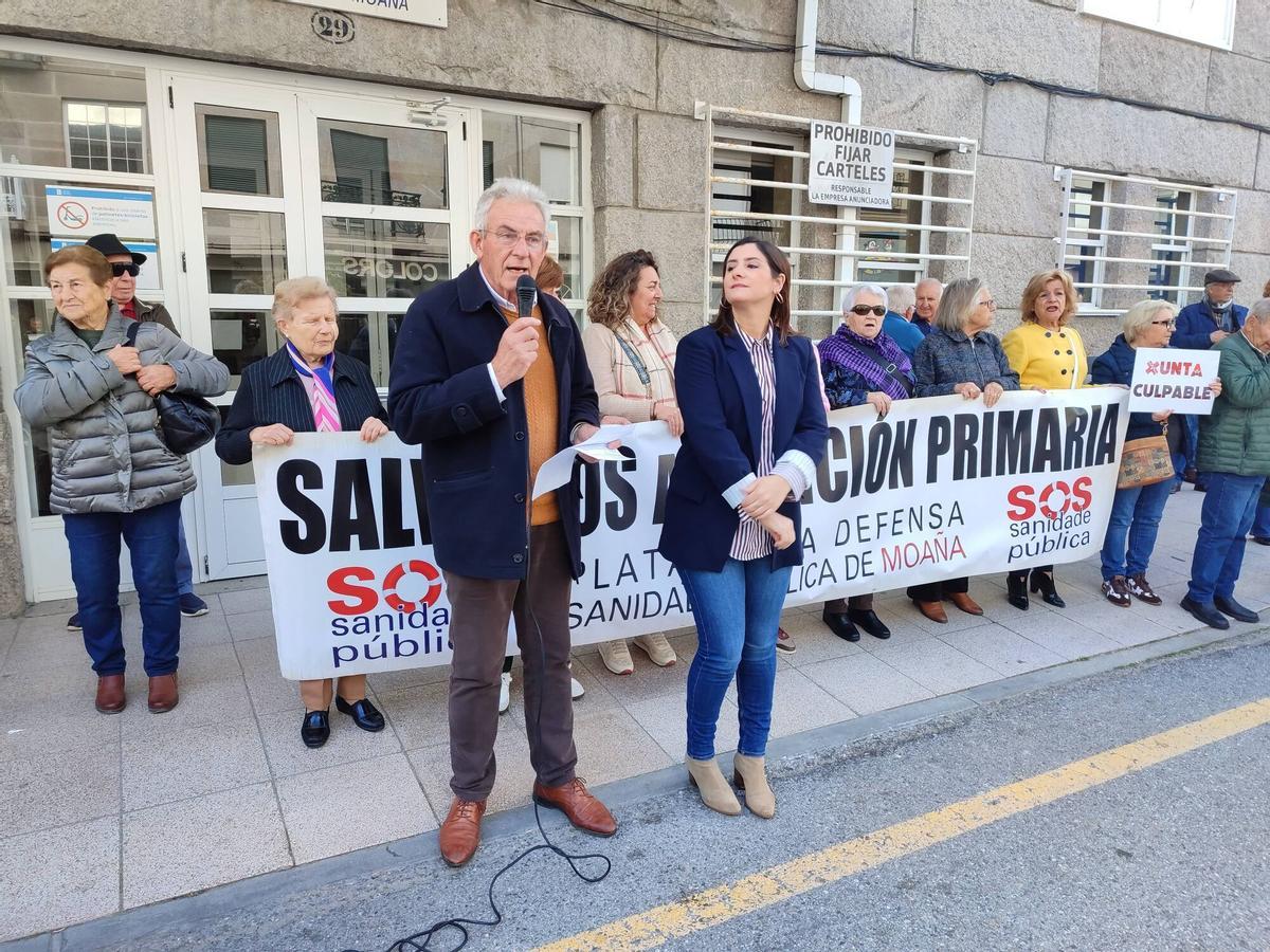 Protesta para demandar la reapertura del PAC en Moaña.