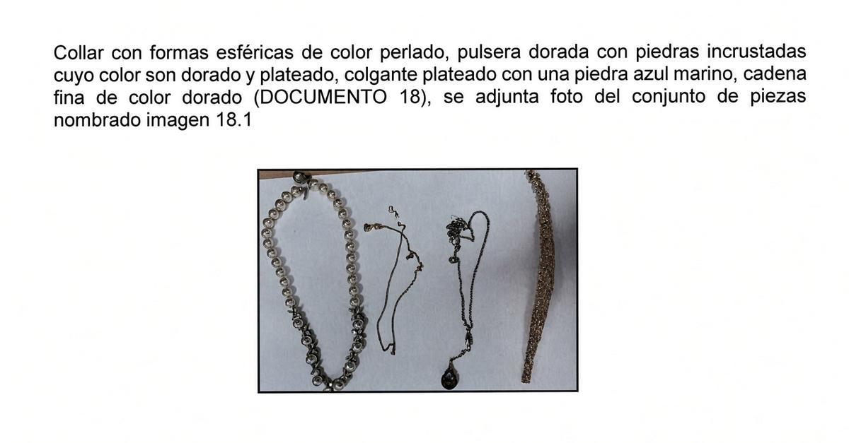 Imagen de la joyas interceptadas en la vivienda del neerlandés Simon Verhoeven