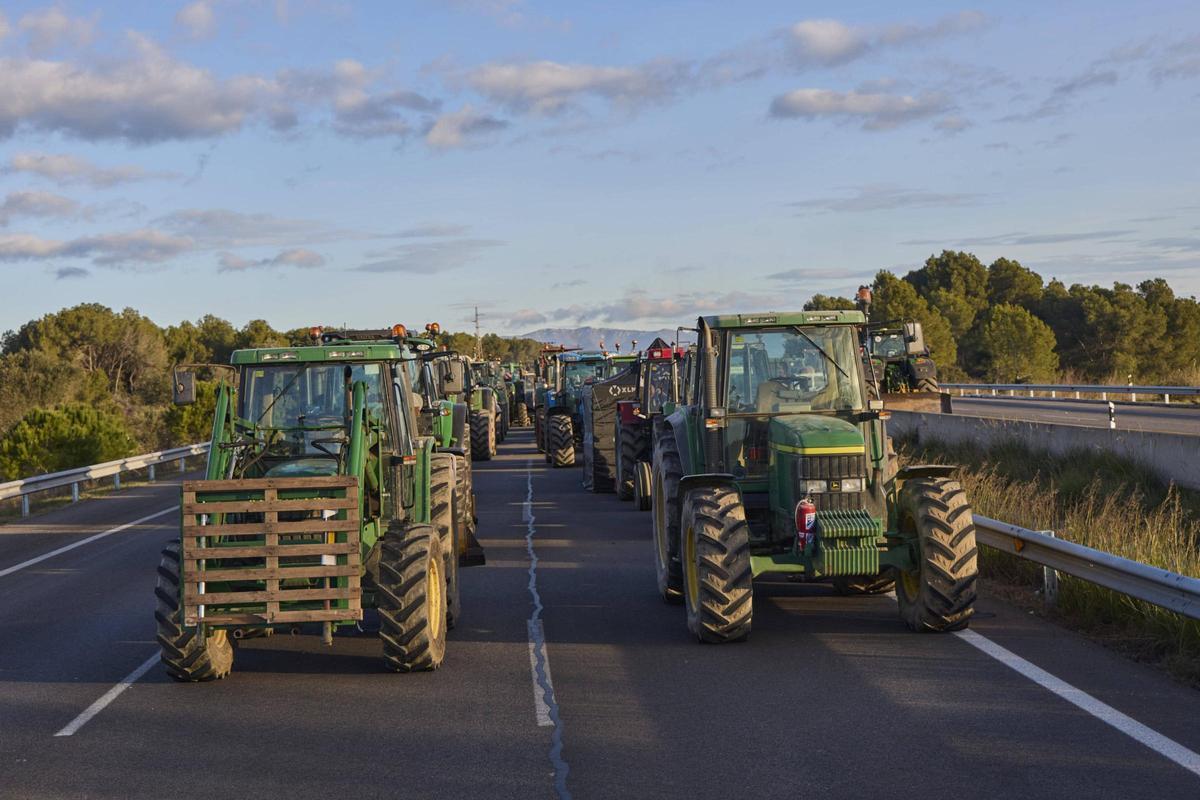 Les fotos del tall dels pagesos a l'AP-7 i l'N-II a l'Empordà
