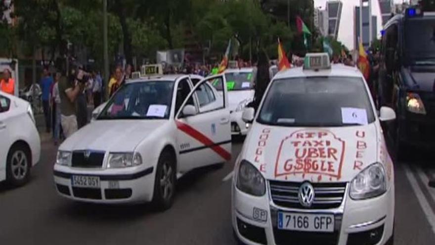 Huelga de taxistas en Madrid y Barcelona