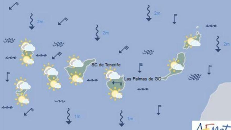 Nubes al norte de Canarias