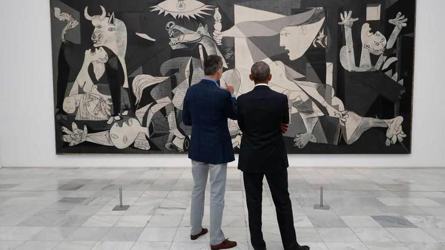 El Rey y Obama, ante el &quot;Guernica&quot;.