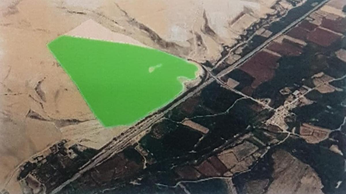 La ubicación (coloreada en verde) de una de las plantas de hidrógeno verde proyectadas en Pedrola (Zaragoza).