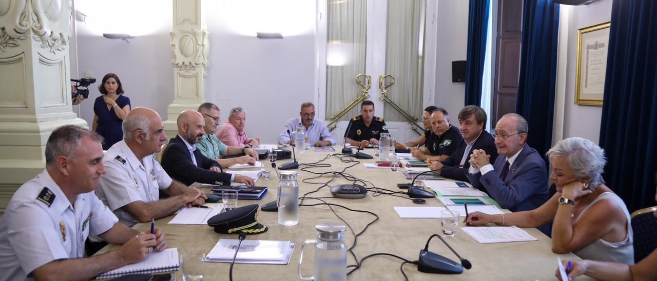 Reunión de la Junta Local de Seguridad en el Ayuntamiento de Málaga.