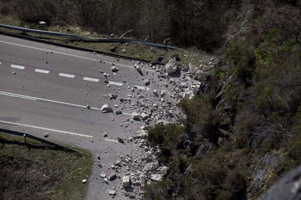 Un argayo con toneladas de rocas y tierra corta el Corredor del Nalón y deja Caso incomunicado