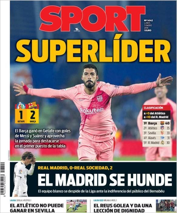 Portada SPORT lunes 7 de enero 2018