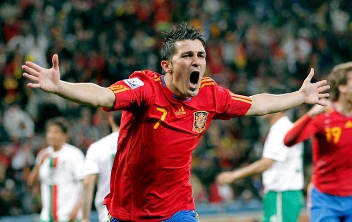 Villa celebra su gol contra Portugal en el Mundial de 2010