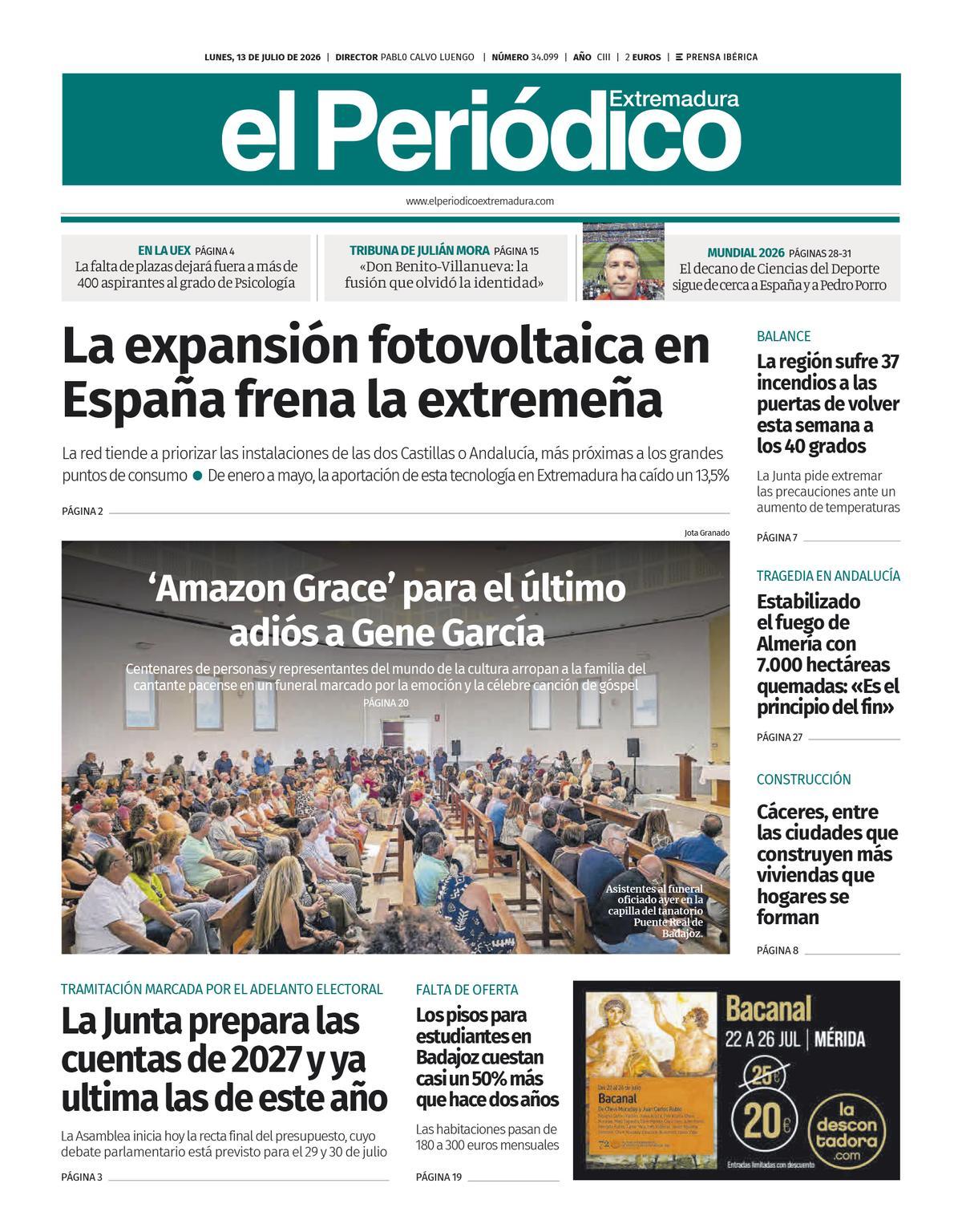 Consulta la portada correspondiente al día 13 de julio de 2026
