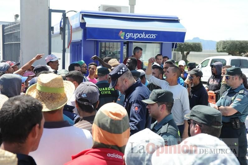 Protesta hortofrutícola en una empresa de El Raal