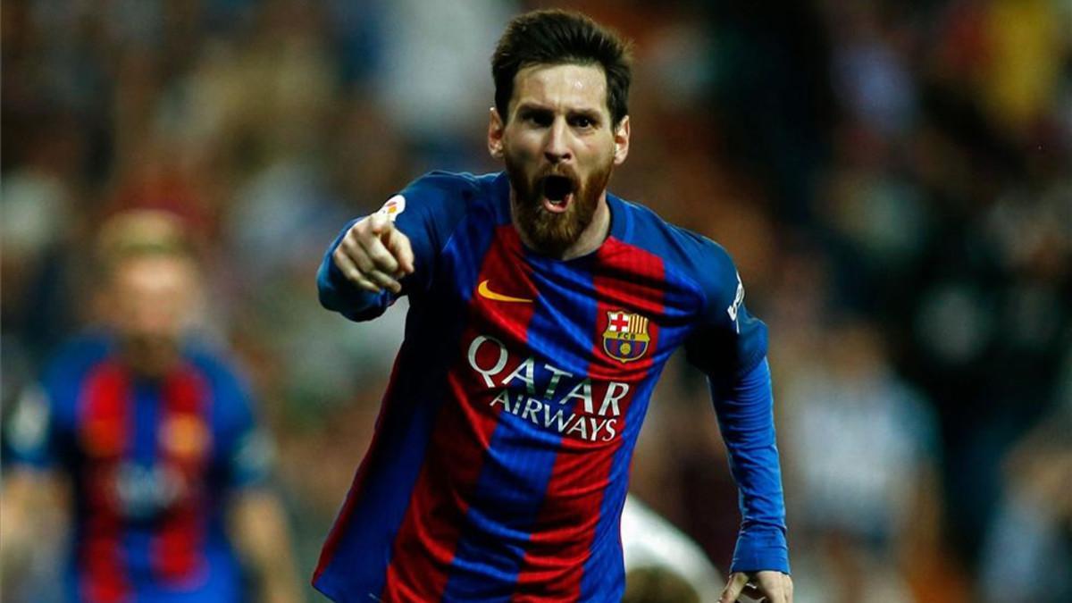 Messi, celebrando en el Bernabéu