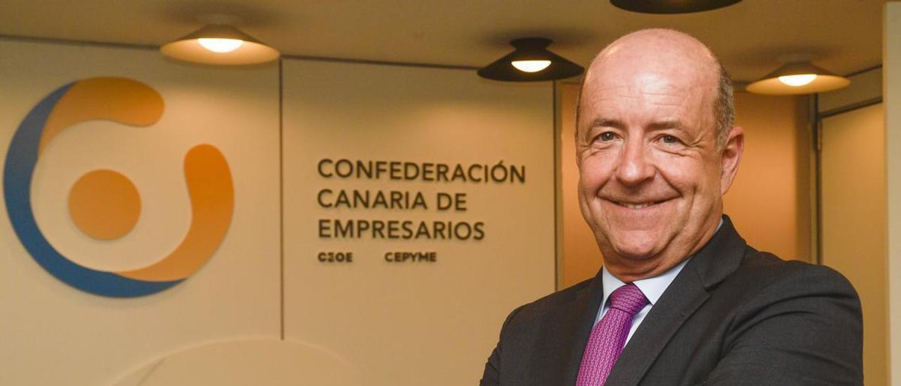 El nuevo presidente de la CCE, Pedro Ortega, en la sede de la institución.