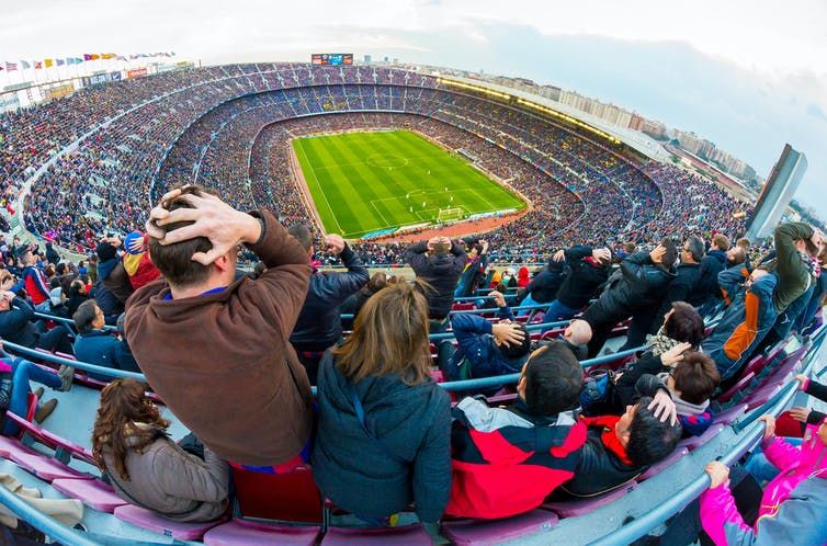Vista general del estadio de FC Barcelona durante un partido de La Liga de 2015