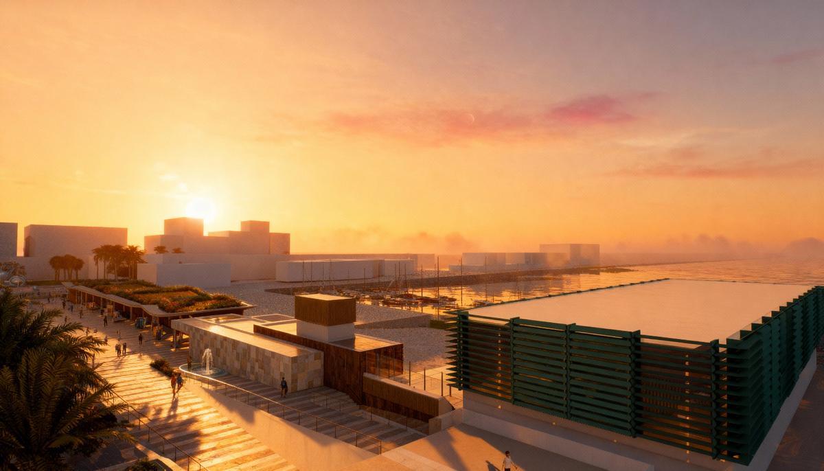 Recreación del Paseo de la Marina cuando se hayan completado los trabajos de remodelación de la zona de la Terminal de Cruceros